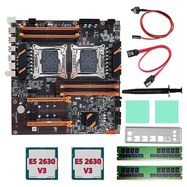X99 Dual CPU Motherboard+2XE5 2630 V3 CPU+2XDDR4 4G RECC RAM+SATA Cable+Baffle LGA 2011 8XDDR4 Slot Support 2011-V3 CPU