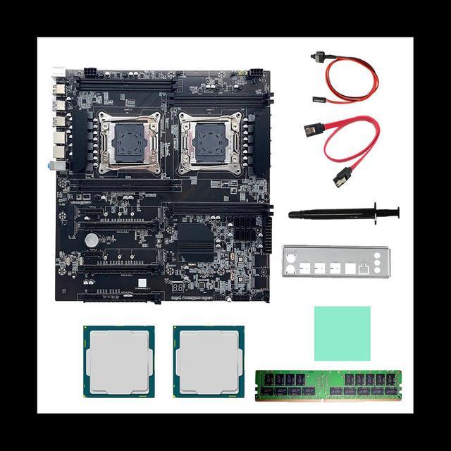 X99 Dual CPU Motherboard+2XE5 2630 V3 CPU+DDR4 4G RECC RAM+SATA Cable+Thermal Pad LGA 2011 PCI-E16X 8XDDR4 Slot X99 X8