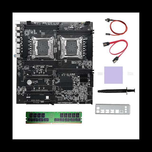 X99 Dual CPU Motherboard+DDR4 8G RECC RAM+SATA Cable+Thermal Pad LGA 2011 PCI-E16X 8XDDR4 Slot X99 X8 For ALEO Mining
