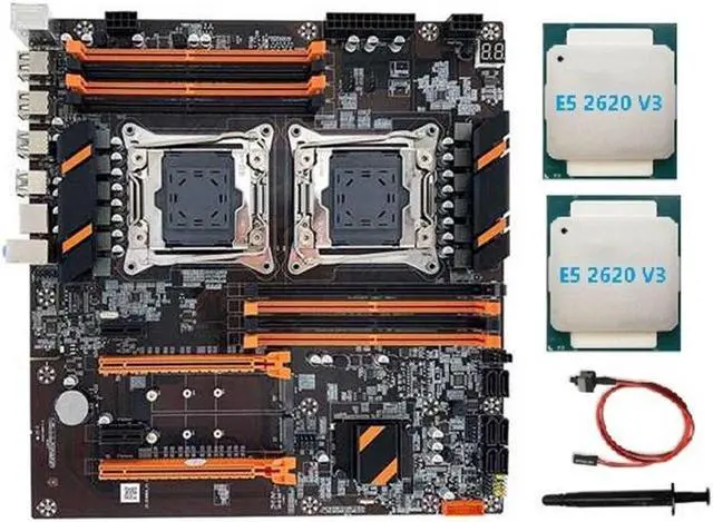 X99 Dual CPU Motherboard LGA2011 Support DDR4 ECC Memory Motherboard+2XE5 2620 V3 CPU+Switch Cable+Thermal Grease