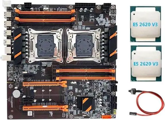 X99 Dual CPU Motherboard LGA2011 Support DDR4 ECC Memory Motherboard with 2XE5 2620 V3 CPU+Switch Cable