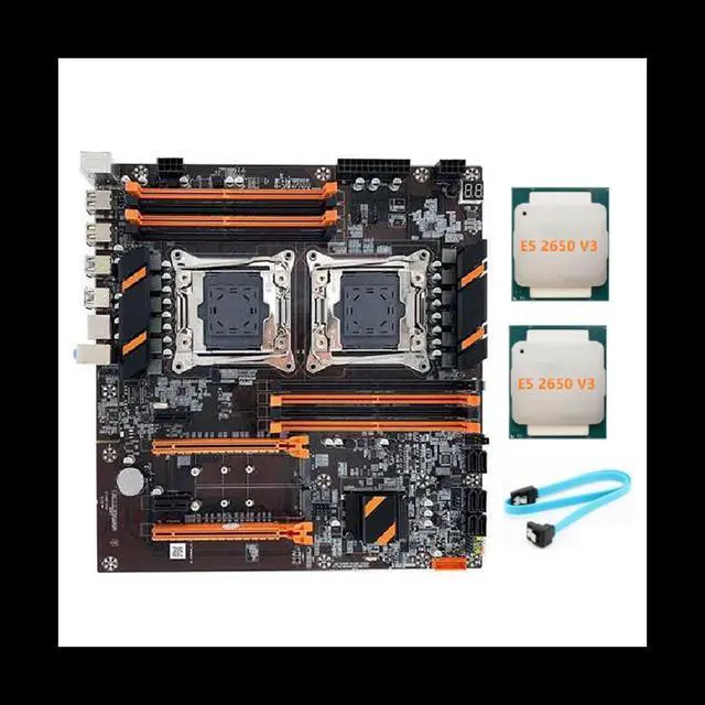 X99 Dual CPU Motherboard LGA2011 Support DDR4 ECC Memory Computer Motherboard+2XE5 2650 V3 CPU+SATA Cable