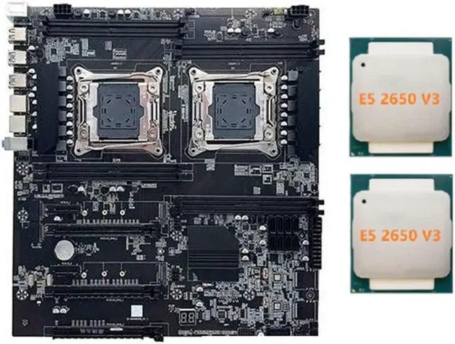 X99 Dual-Socket Motherboard LGA2011-3 Dual CPU Support RECC DDR4 Memory Computer Motherboard with 2XE5 2650 V3 CPU