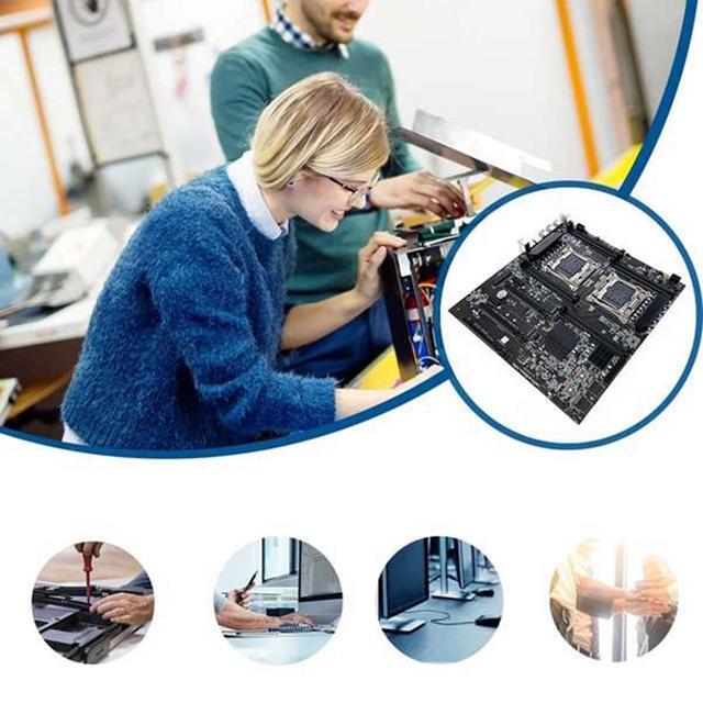 X99 Dual-Socket Motherboard LGA2011-3 Dual CPU Support RECC DDR4 Memory With 2XE5 2620 V3 CPU+SATA Cable+Switch Cable