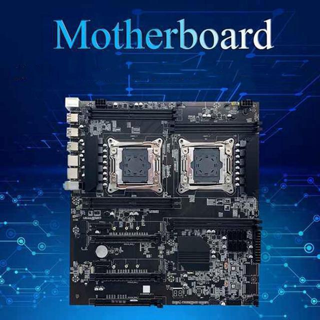 X99 Dual-Socket Motherboard LGA2011-3 Dual CPU Support RECC DDR4 Memory With 2XE5 2620 V3 CPU+SATA Cable+Switch Cable