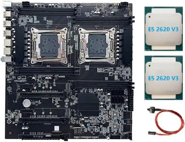 X99 Dual-Socket Motherboard LGA2011-3 Dual CPU Support RECC DDR4 Memory with 2XE5 2620 V3 CPU+Switch Cable