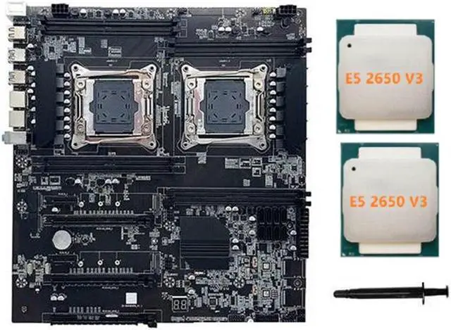X99 Dual-Socket Motherboard LGA2011-3 Dual CPU Support RECC DDR4 Memory with 2XE5 2650 V3 CPU+Thermal Grease