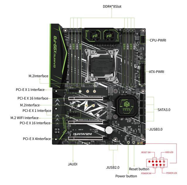 X99 F8 Motherboard Support Intel Xeox E5 Cpu DDR4 3200MHz REG ECC Memoryt NVME USB3.0 Server