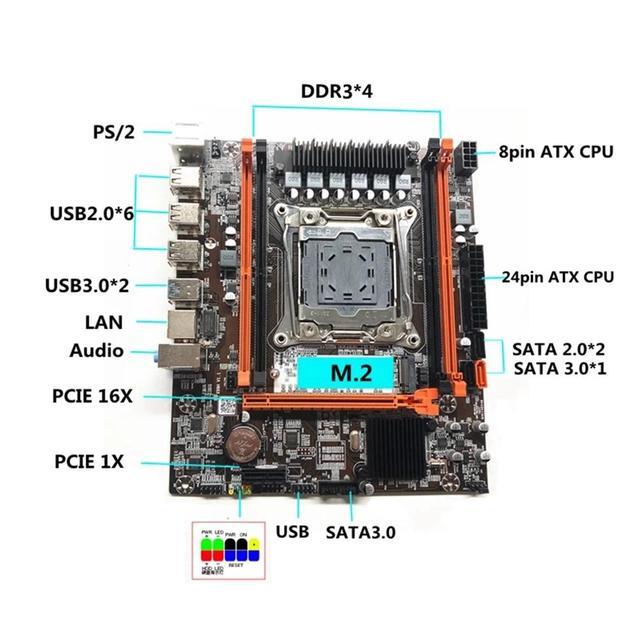 X99H Desktop PC Motherboard+E5 2673 V3 CPU+2X4G DDR3 RAM LGA2011-V3 DDR3X4 ECC RAM Slot M.2 NVME PCI-E3.0 X16 SATA3.0
