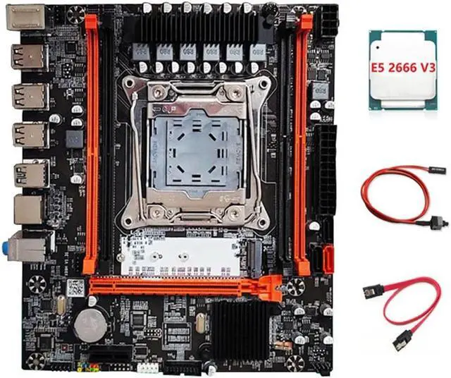X99H Motherboard+E5 2666 V3 CPU+Switch Cable+SATA Cable Kit LGA2011-V3 DDR3X4 RAM Slot M.2 NVME PCI-E 3.0 X16 SATA3.0