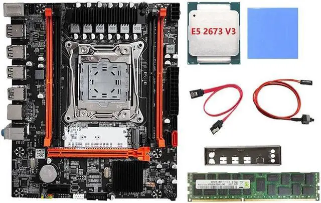 X99H Motherboard+E5 2673 V3 CPU+4G DDR3 RAM+Thermal Pad+Switch Cable+SATA Cable+Baffle LGA2011-V3 DDR3X4 Slot M.2 NVME