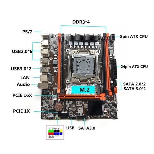 X99H Motherboard+E5 2673 V3 CPU+Thermal Pad+Switch Cable+SATA Cable+Baffle LGA2011-V3 DDR3X4 RAM Slot M.2 NVME PCI-E X16