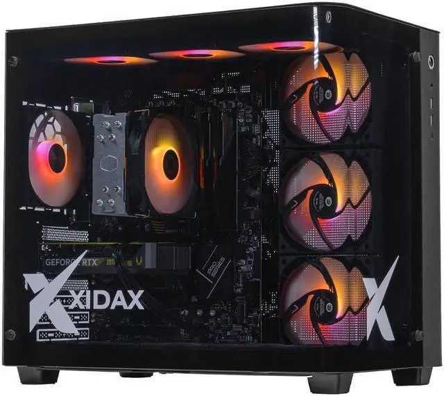 Xidax X-2 Series Intel Core i5 14400F 2.7GHz (Max: 4.7GHz) NVIDIA GeForce RTX 5050 8GB 2TB NVMe M.2 SSD 16GB (2x8GB) RAM Window 11 Home Onami Black Gaming Desktop - Assembled & Serviced in U.S