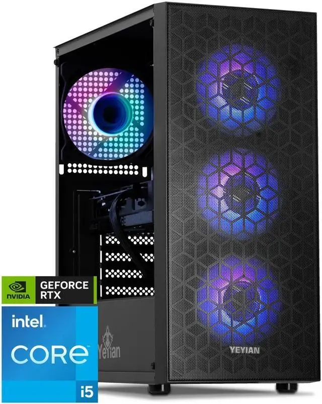 Yeyian Yumi Gaming PC Desktop INTEL Core i5 12400F Nvidia RTX 4060 1TB NVMe SSD 16GB DDR4 3200 650W Gold PSU AC Wi-Fi Window 11 64bit-YPI-YU24F0B-4601N