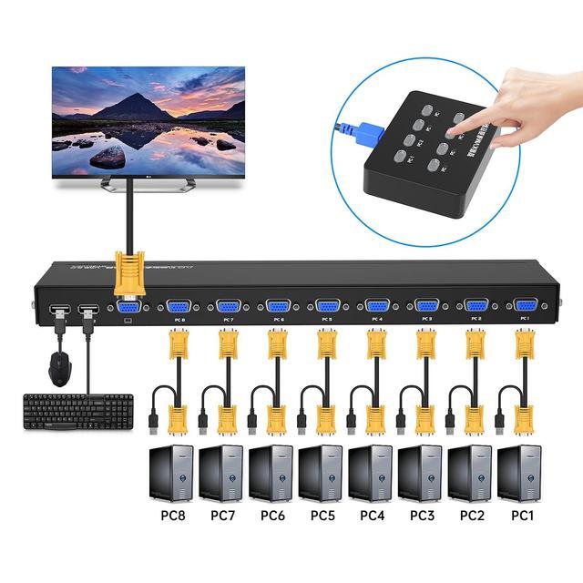 Yinker 8 Port VGA KVM + 9 Pack VGA KVM Cables