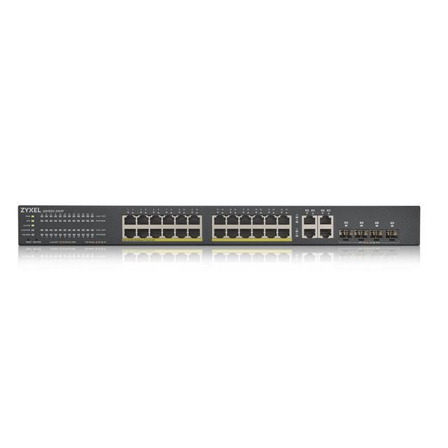 ZyXEL 24-Port Gigabit Smart Nebula Cloud Managed PoE Switch 24 PoE+ Ports At 375W With 4 SFP Uplinks TAA Compliant GS1920-24HPv2