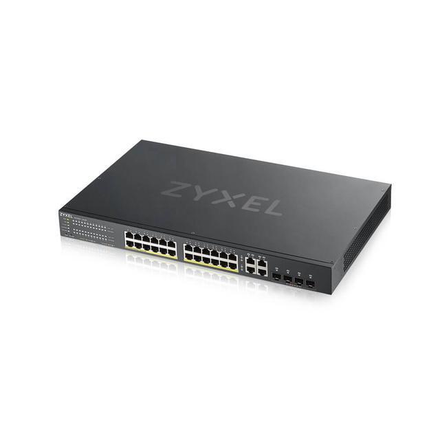 ZyXEL 24-Port Gigabit Smart Nebula Cloud Managed PoE Switch 24 PoE+ Ports At 375W With 4 SFP Uplinks TAA Compliant GS1920-24HPv2