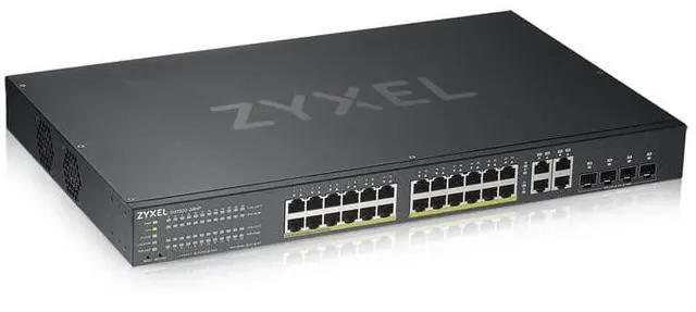ZyXEL 24-Port Gigabit Smart Nebula Cloud Managed PoE Switch 24 PoE+ Ports at 375W with 4 SFP Uplinks TAA Compliant GS1920-24HPv2