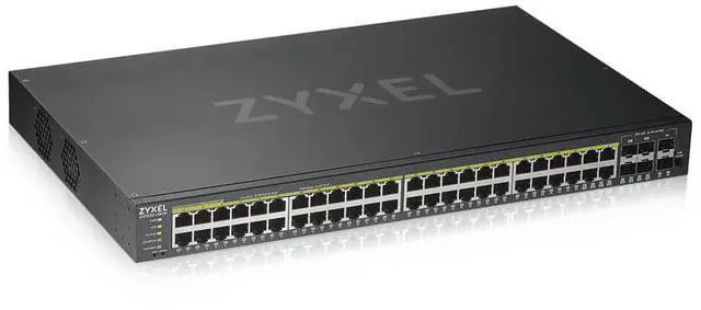 ZyXEL 48-Port Gigabit Smart Nebula Cloud Managed PoE Switch 48 PoE+ Ports at 375W with 2 SFP Uplinks TAA Compliant GS1920-48HPv2