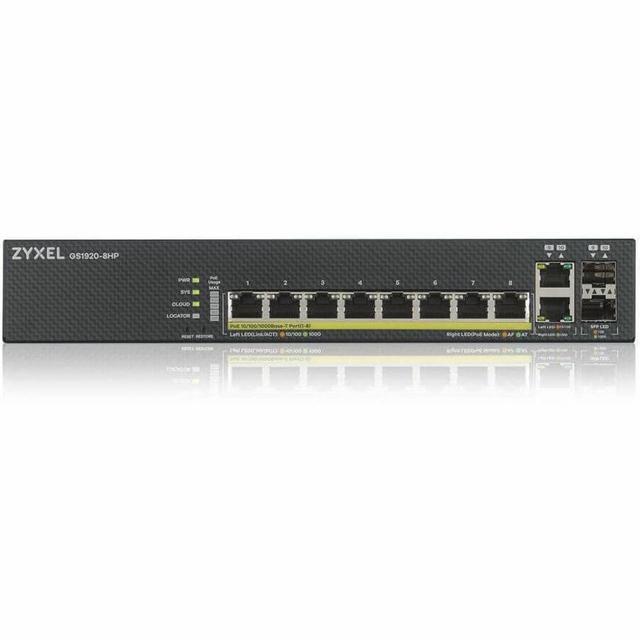 ZyXEL GS1920-8HPv2 8-Port Gigabit Smart Nebula Cloud Managed PoE Switch 8 PoE+ Ports At 130W With 2 SFP Uplinks