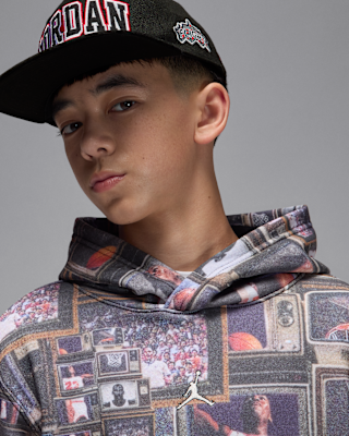 Nike Jordan Big Kids' Brooklyn Printed Fleece Pullover Hoodie