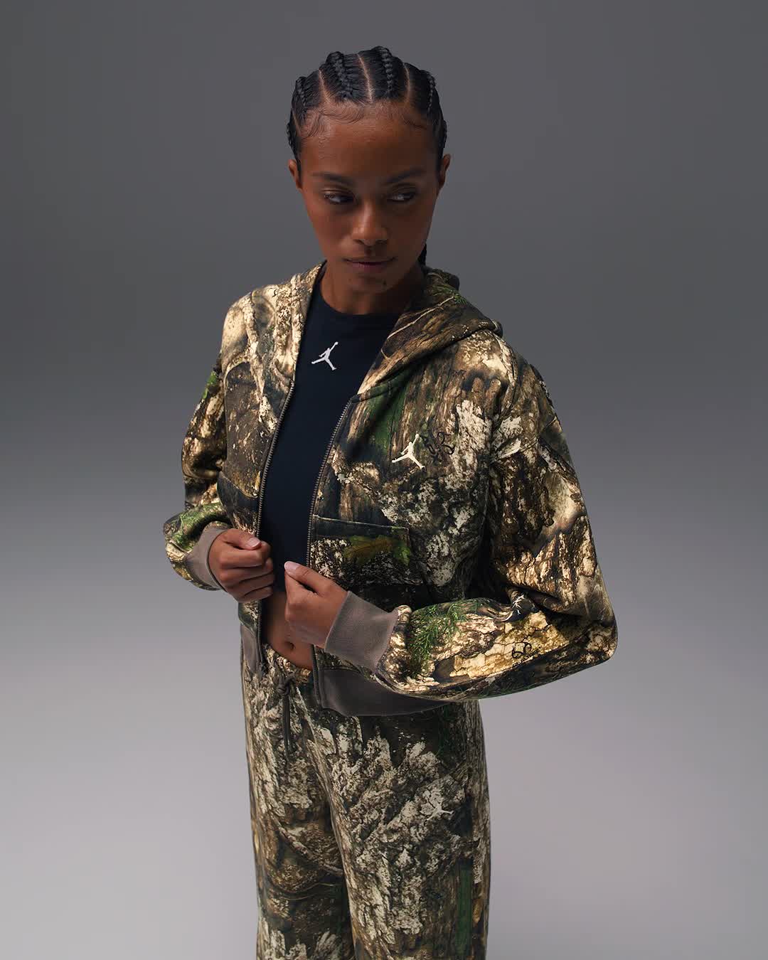 Nike Jordan Brooklyn Fleece Women's Realtree Mod Crop Full-Zip Hoodie