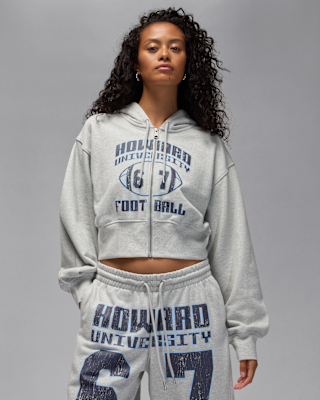Nike Jordan Flight Fleece x Howard University Women's Full-Zip Cropped Hoodie