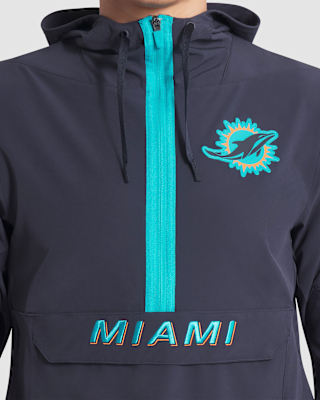 Nike Miami Dolphins Rivalries Collection Sideline Anorak Men's Nike NFL 1/2-Zip Hooded Jacket