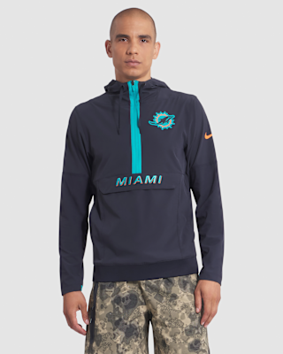 Nike Miami Dolphins Rivalries Collection Sideline Anorak Men's Nike NFL 1/2-Zip Hooded Jacket