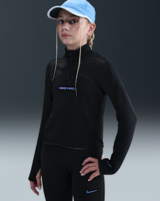 Nike Nike Pro Big Kids' (Girls') Therma-FIT 1/2-Zip Long-Sleeve Top