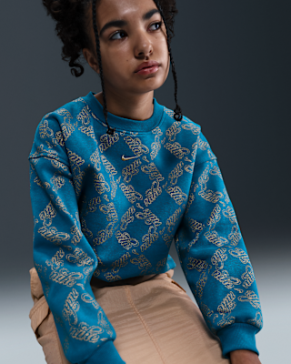 Nike Nike Sportswear Club Fleece Big Kids' (Girls') Oversized Printed Crewneck Sweatshirt