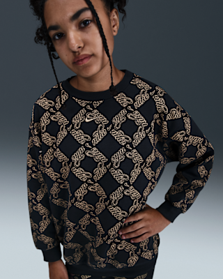 Nike Nike Sportswear Club Fleece Big Kids' (Girls') Oversized Printed Crewneck Sweatshirt