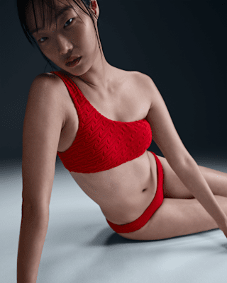 Nike Nike Swim Swoosh Link Women's Terry Asymmetrical Bikini Top