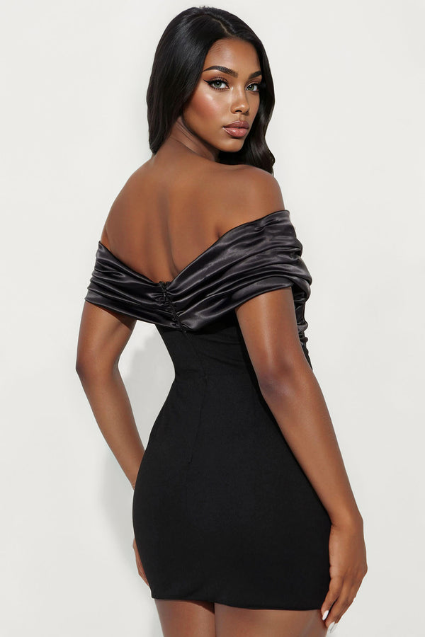 Fashion Nova Am I The Drama Draped Mini Dress - Black
