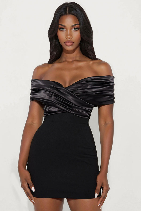 Fashion Nova Am I The Drama Draped Mini Dress - Black