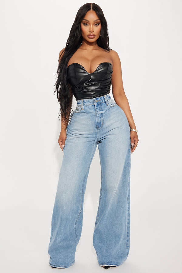 Fashion Nova Back In The Game Baggy Jeans - Medium Wash