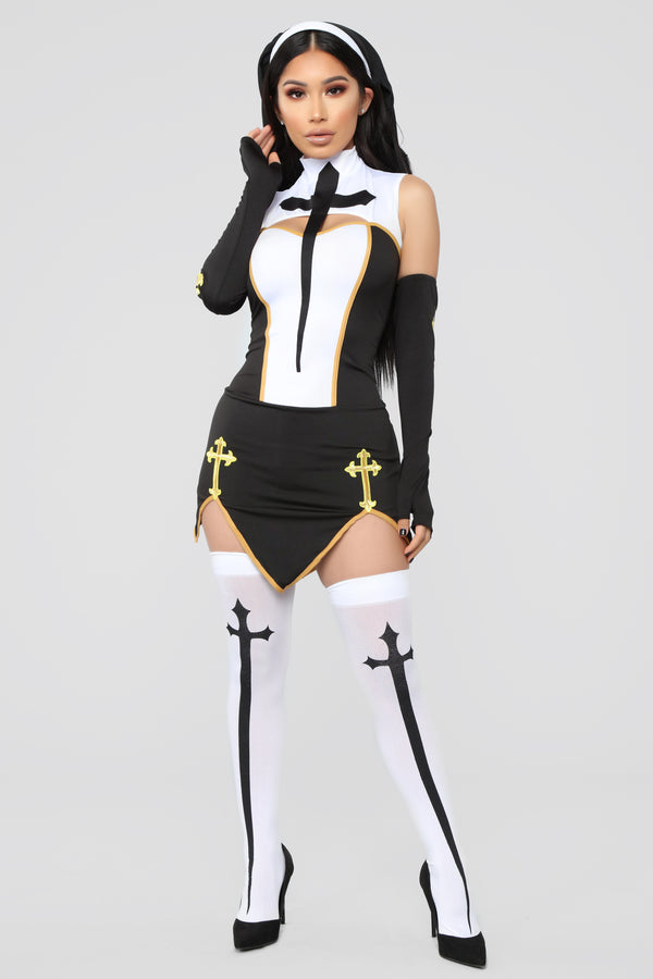 Fashion Nova Bad Habits Nun 4 Piece Costume Set - Black/Combo