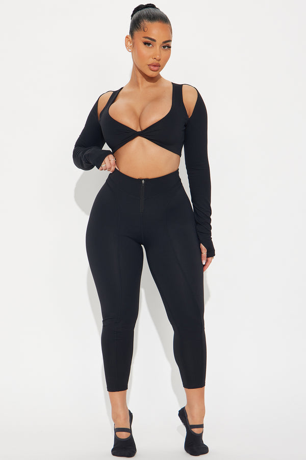 Fashion Nova Balance On It 7/8 Super Soft Active Legging - Black