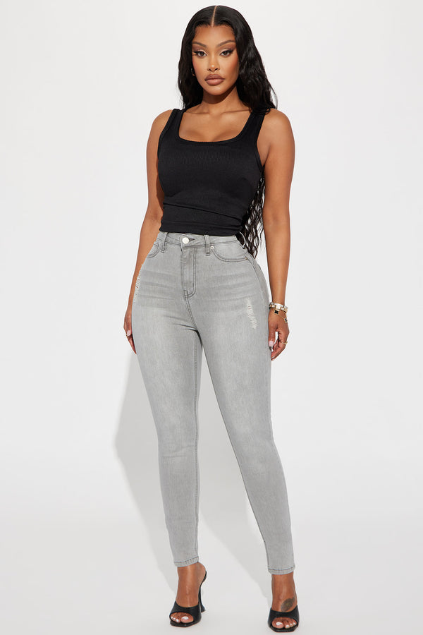 Fashion Nova Beacon Booty Lifting Ripped High Rise Stretch Skinny Jeans - Grey