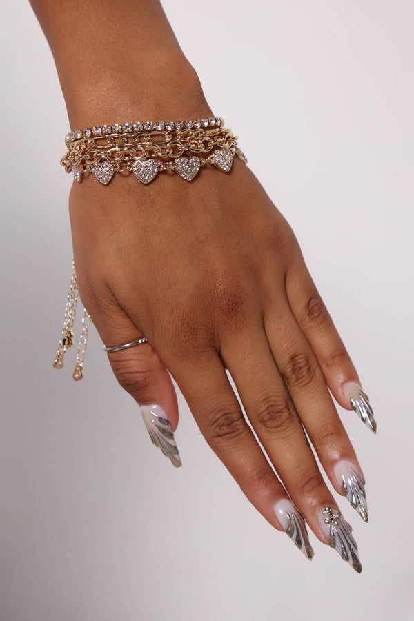 Fashion Nova Believe In You 4 Piece Bracelet Set - Gold