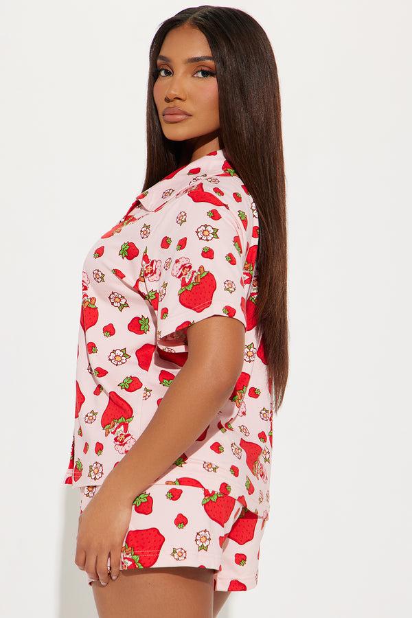 Fashion Nova Berry Cute Strawberry Shortcake PJ Short Set - Pink