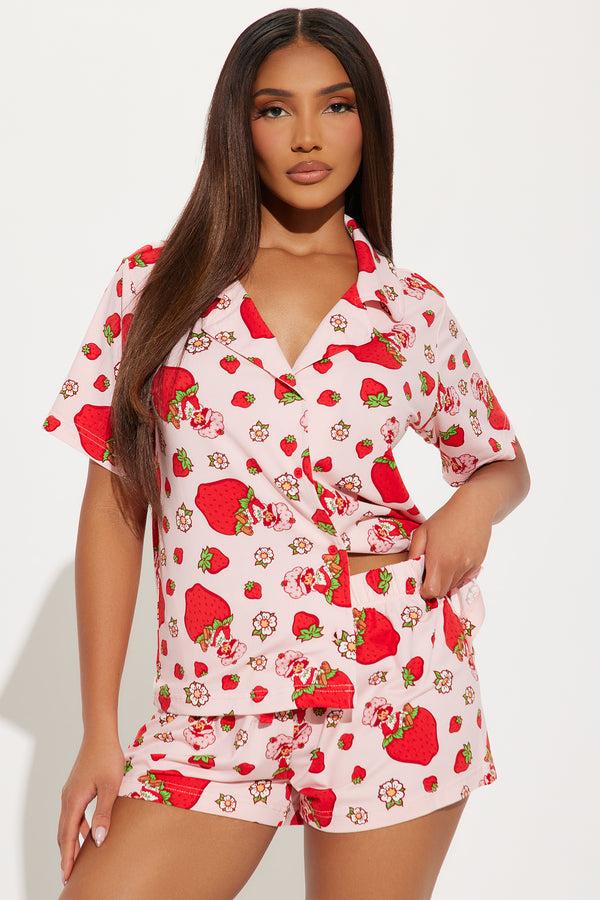 Fashion Nova Berry Cute Strawberry Shortcake PJ Short Set - Pink