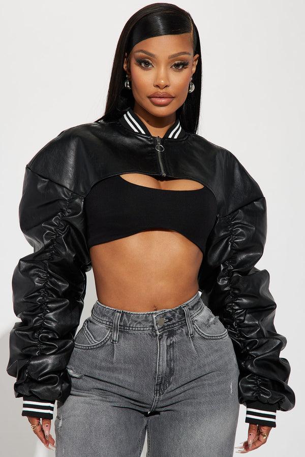 Fashion Nova Break The Rules Cropped Bolero Jacket - Black
