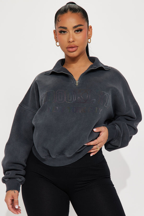 Fashion Nova Brooklyn New York Reflective Sweatshirt - Charcoal