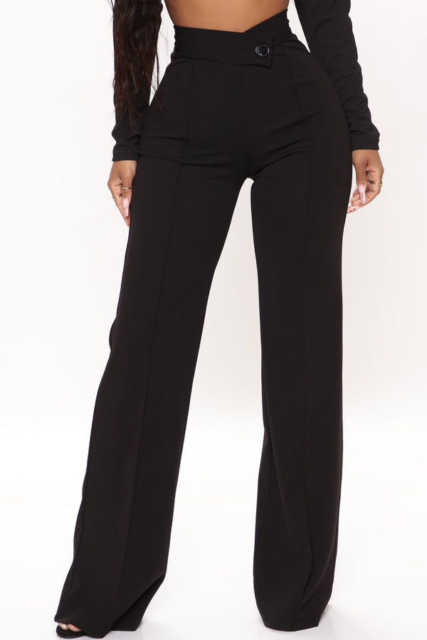 Fashion Nova Call It Even Wide Leg Dress Pants - Black