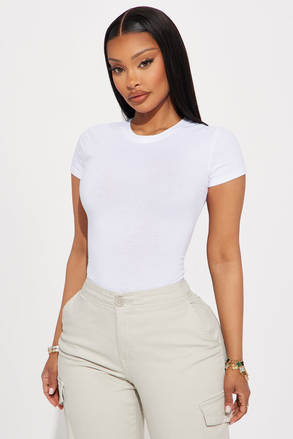 Fashion Nova Camilla Classic Fit Crew Neck Tee - White