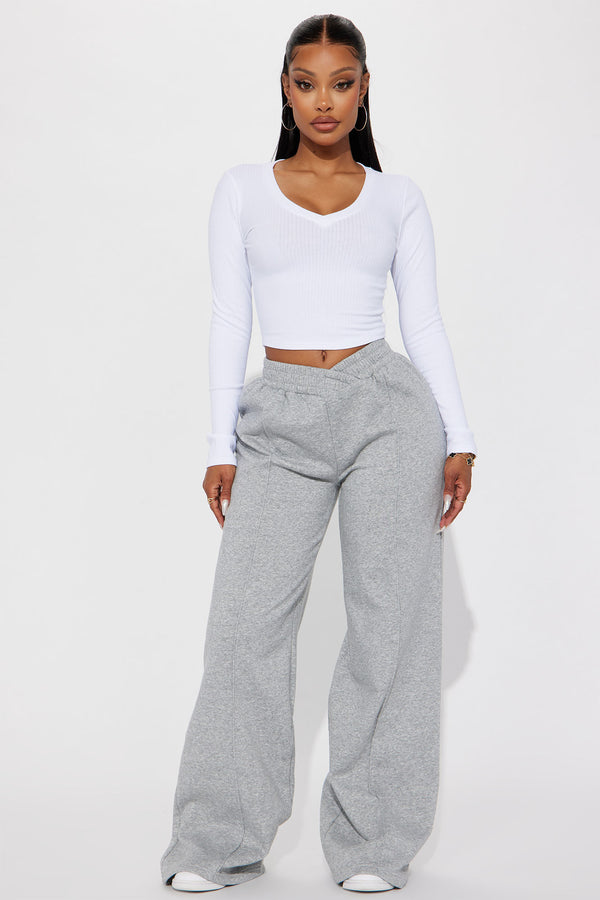 Fashion Nova Cassandra Cross Over Lounge Pant - Heather Grey