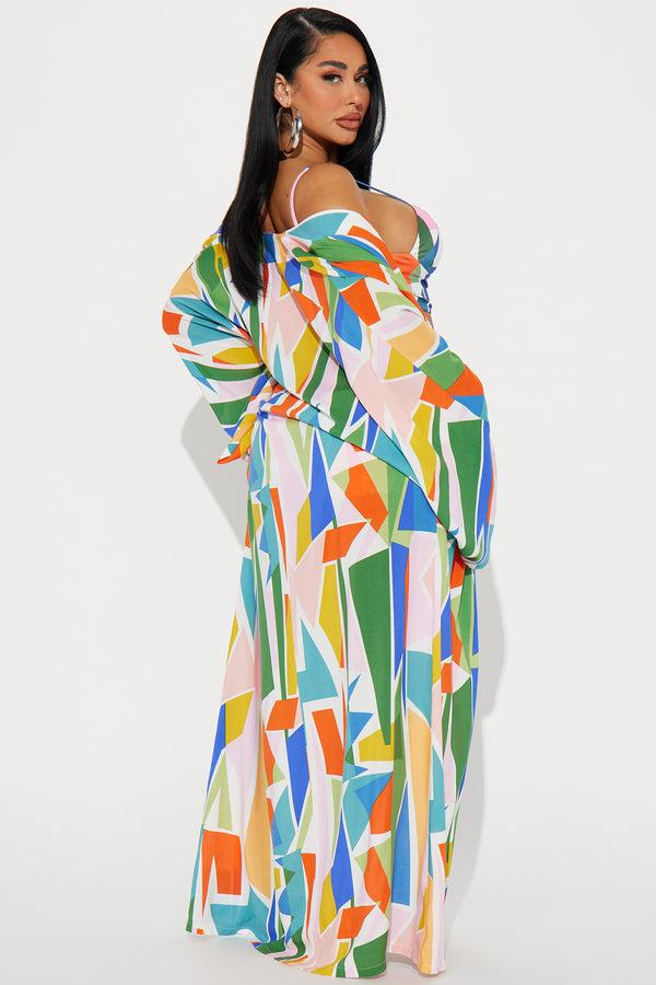 Fashion Nova Charli 3 Piece Satin Short Set - Multi Color