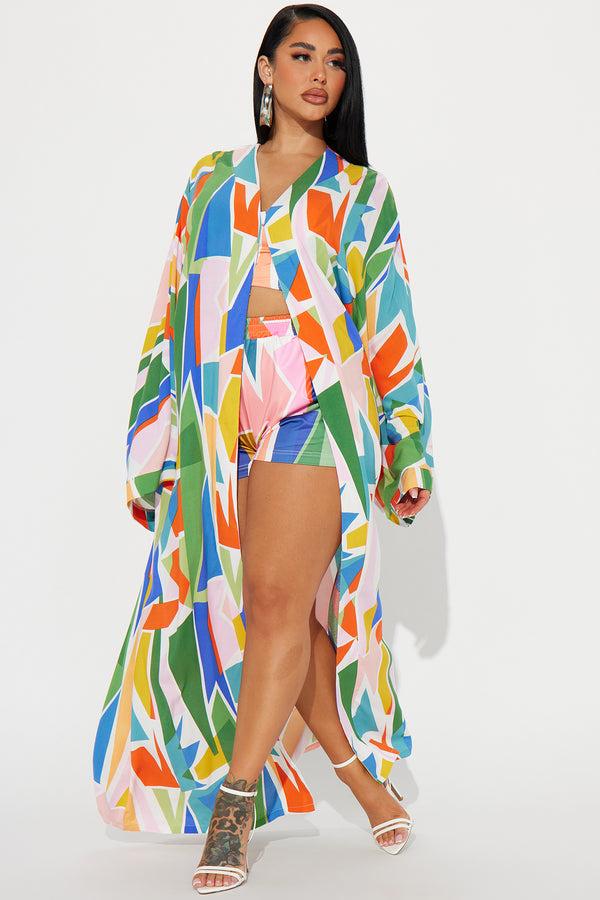 Fashion Nova Charli 3 Piece Satin Short Set - Multi Color