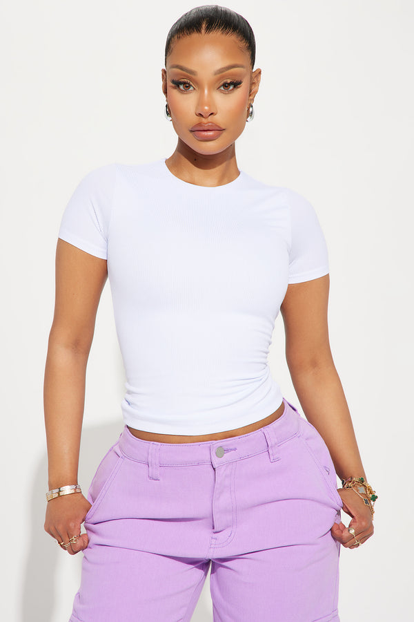 Fashion Nova Chloe Crew Neck Short Sleeve Tee - White